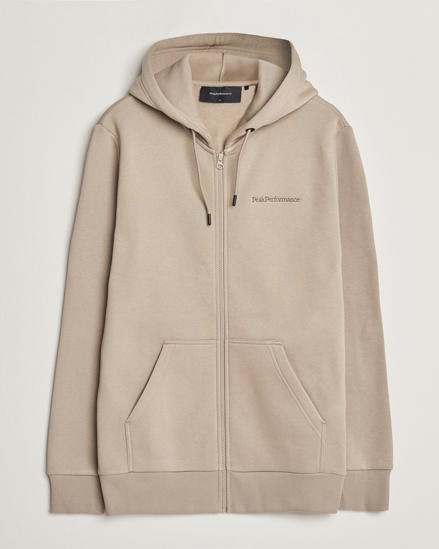 Hombres | Jerséis y prendas de punto | Peak Performance | Original Logo Full Zip Hoodie Avid Beige