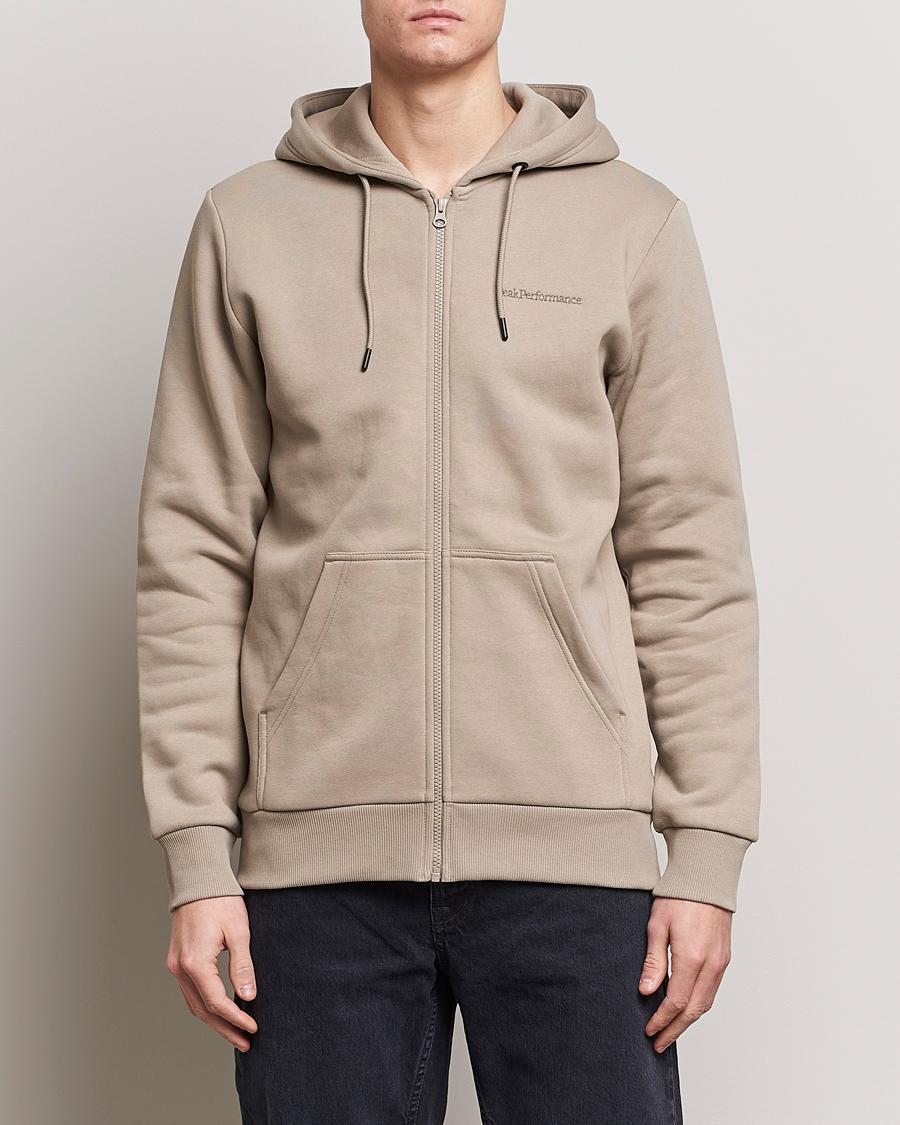 Hombres | Jerséis y prendas de punto | Peak Performance | Original Logo Full Zip Hoodie Avid Beige