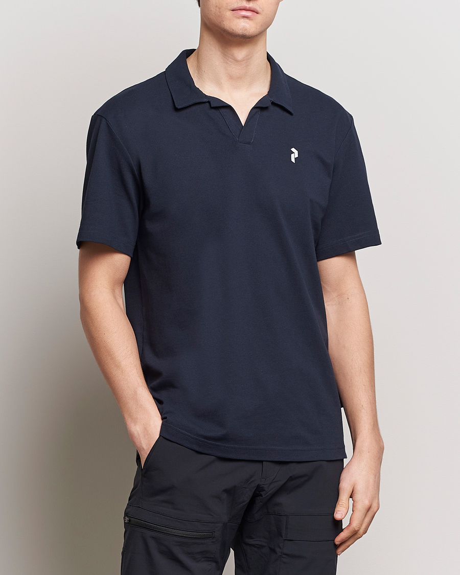 Hombres | Polos | Peak Performance | Cotton Coolmax Open Collar Polo Salute Blue