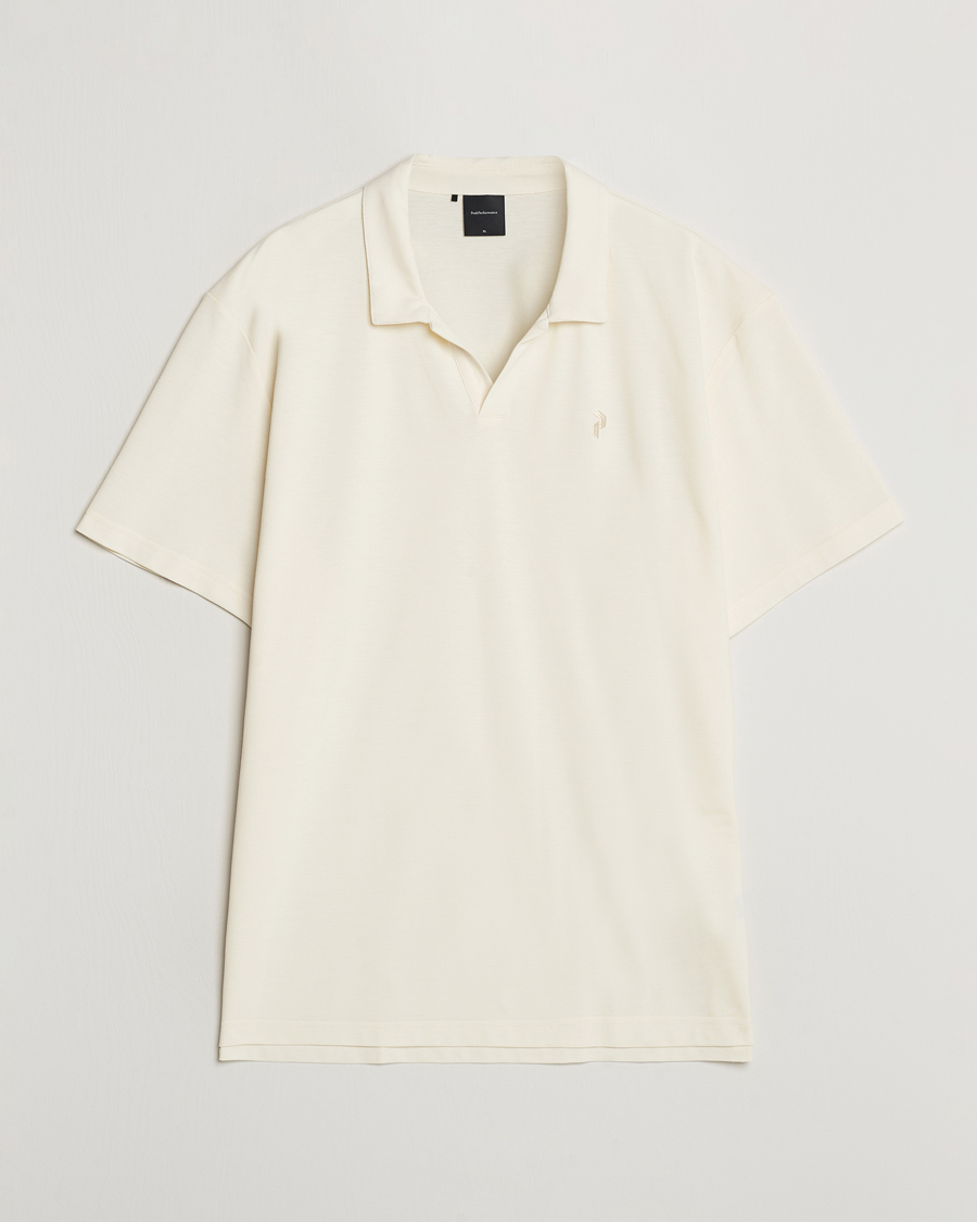 Hombres | Polos | Peak Performance | Cotton Coolmax Open Collar Polo Vintage White