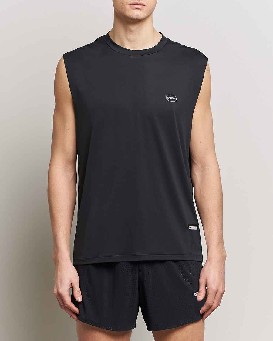 Hombres | Camisetas de lino | Satisfy | AuraLite Muscle Tee Black