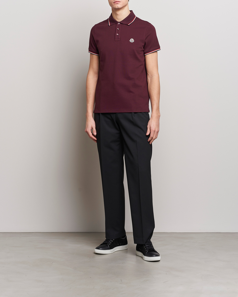 Hombres | Polos | Moncler | Contrast Rib Polo Burgundy