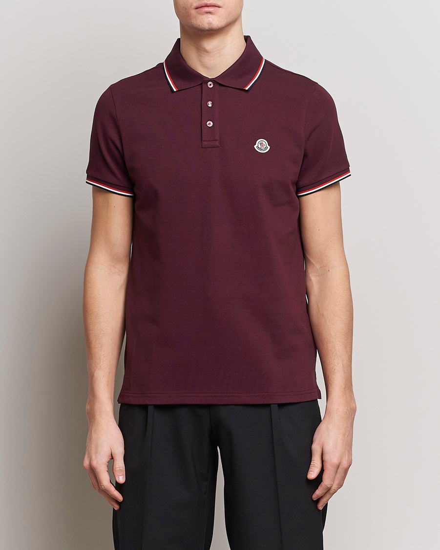 Hombres | Polos | Moncler | Contrast Rib Polo Burgundy