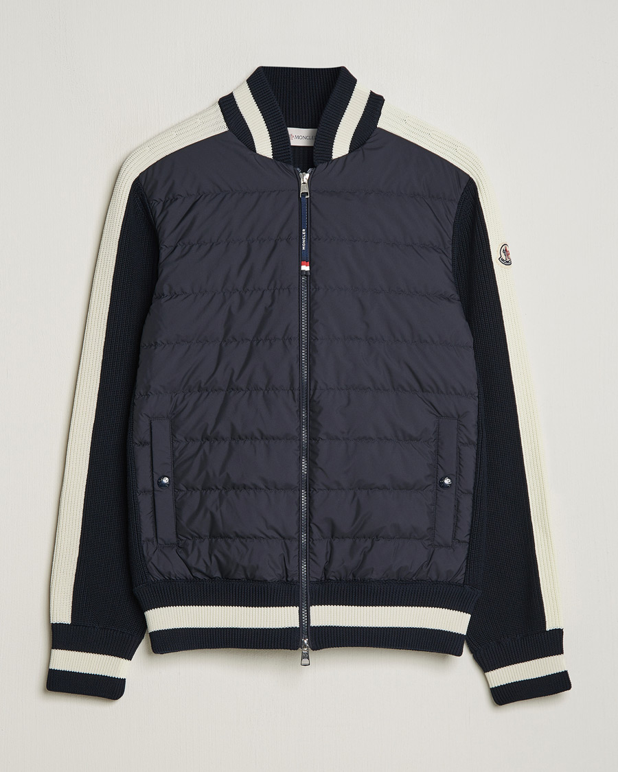 Hombres | Jerséis y prendas de punto | Moncler | Contrast Rib Padded Cardigan Navy