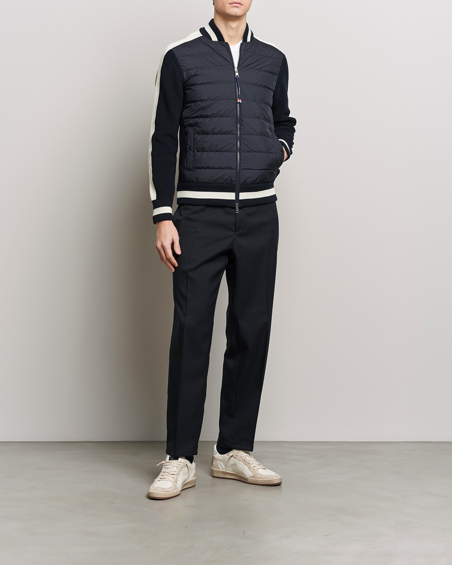 Hombres | Jerséis y prendas de punto | Moncler | Contrast Rib Padded Cardigan Navy