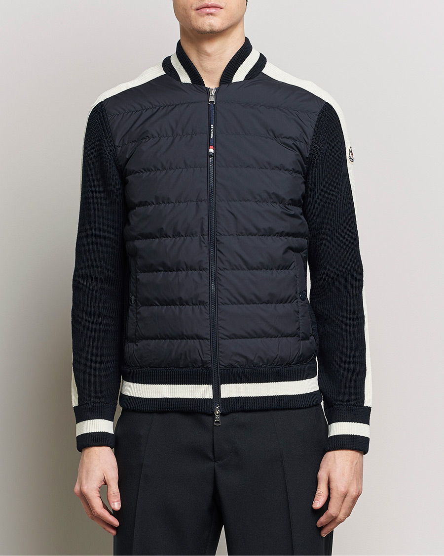 Hombres | Jerséis y prendas de punto | Moncler | Contrast Rib Padded Cardigan Navy
