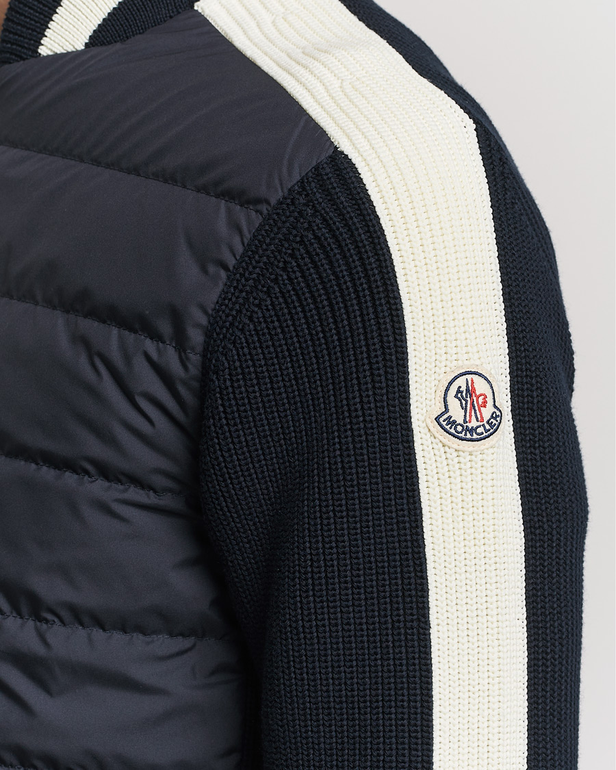 Hombres | Jerséis y prendas de punto | Moncler | Contrast Rib Padded Cardigan Navy
