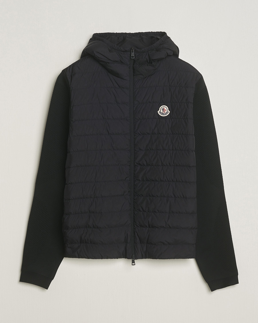 Hombres | Jerséis y prendas de punto | Moncler | Hooded Hybrid Zip Cardigan Black