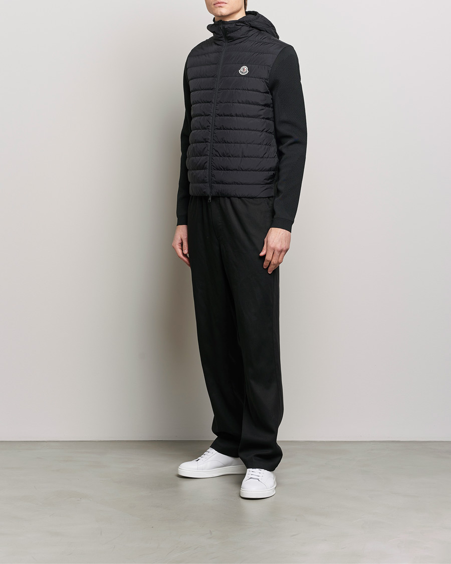 Hombres | Jerséis y prendas de punto | Moncler | Hooded Hybrid Zip Cardigan Black