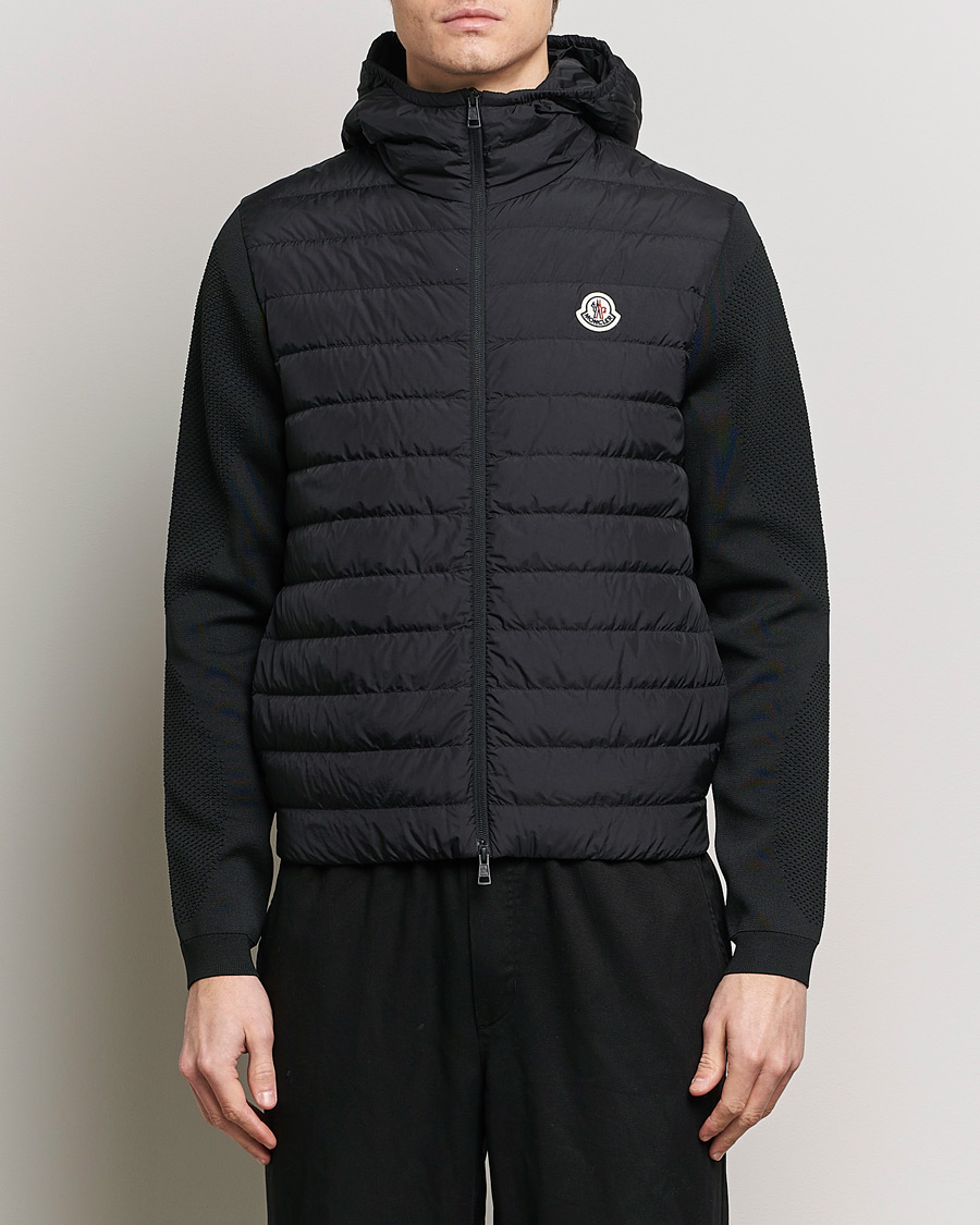 Hombres | Jerséis y prendas de punto | Moncler | Hooded Hybrid Zip Cardigan Black