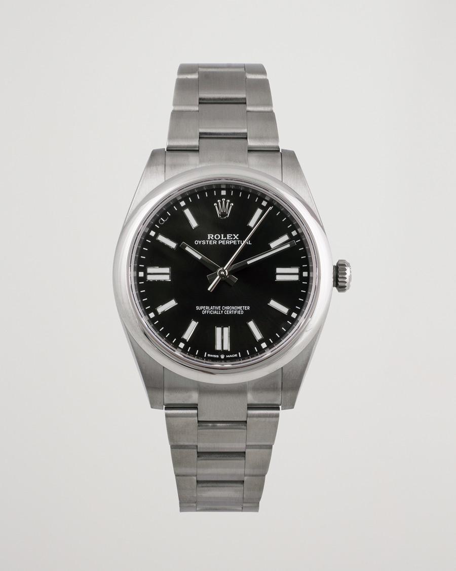 Hombres | Rolex Pre-Owned Oyster Perpetual 124300 Black Silver | Rolex Pre-Owned | Oyster Perpetual 124300 Black Silver