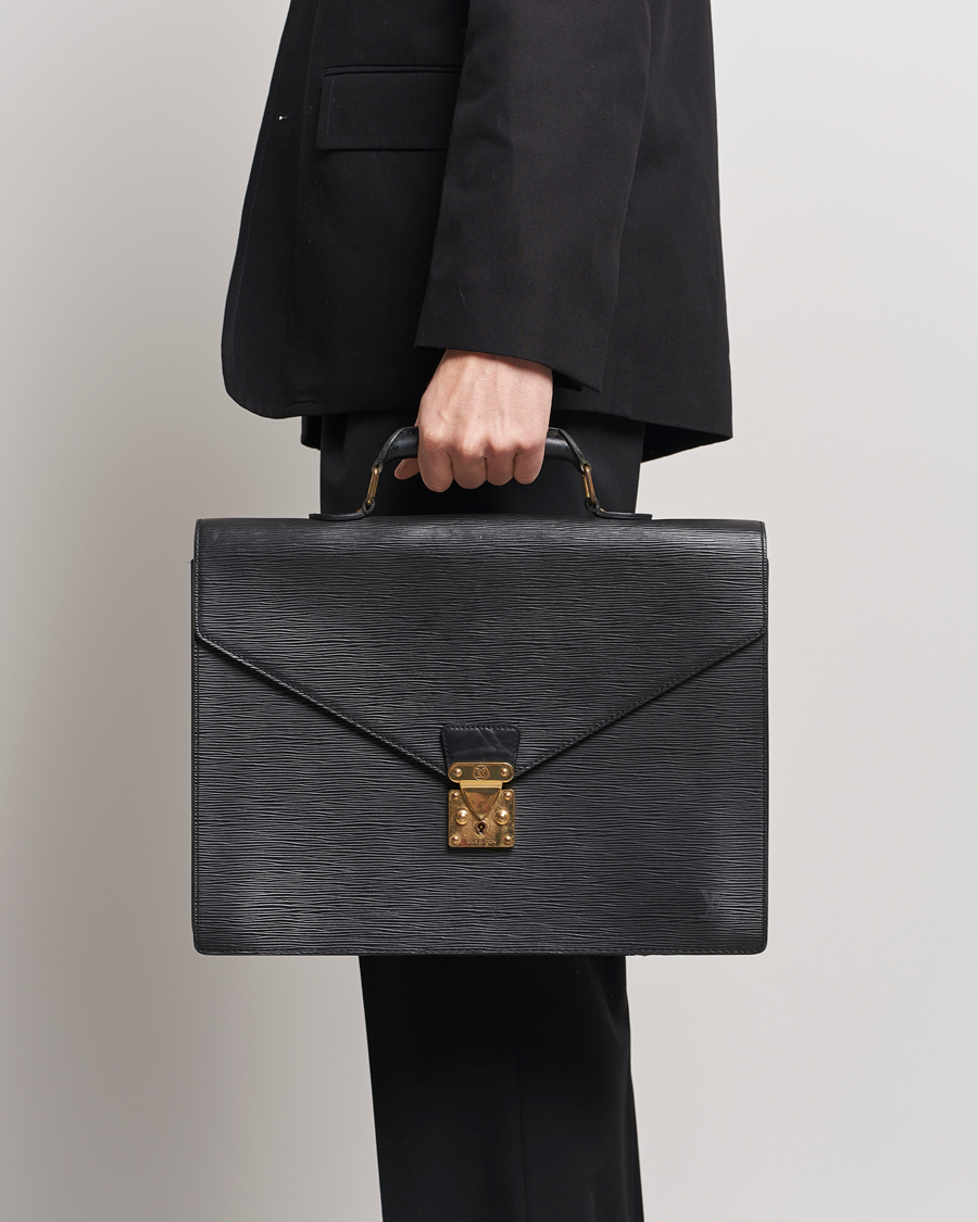 Hombres | Louis Vuitton Pre-Owned Serviette Ambassadeur Epi Leather Breifcase Black | Louis Vuitton Pre-Owned | Serviette Ambassadeur Epi Leather Breifcase Black