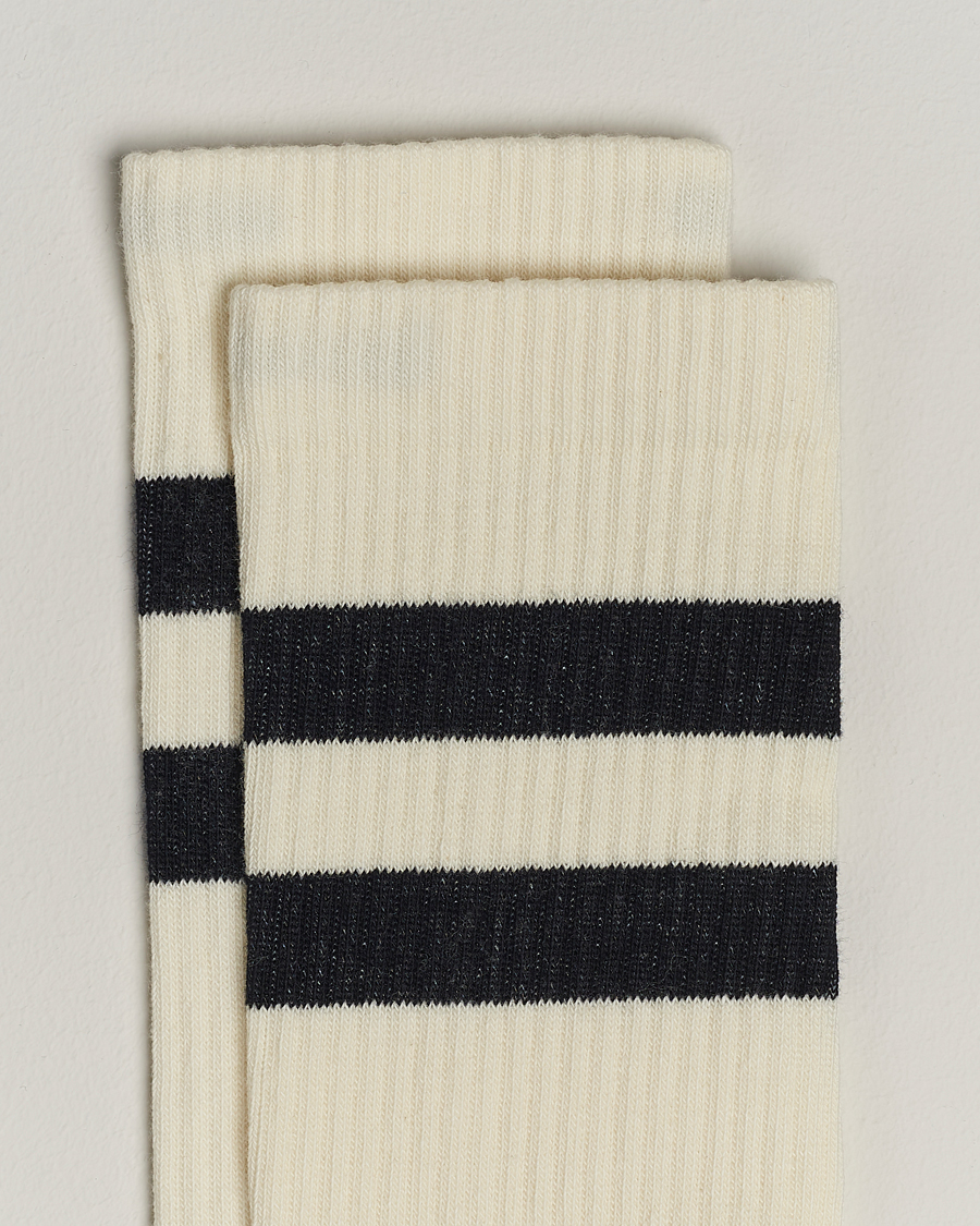 Hombres | Ropa interior y calcetines | Sweyd | Two Stripe Cotton Socks White/Black