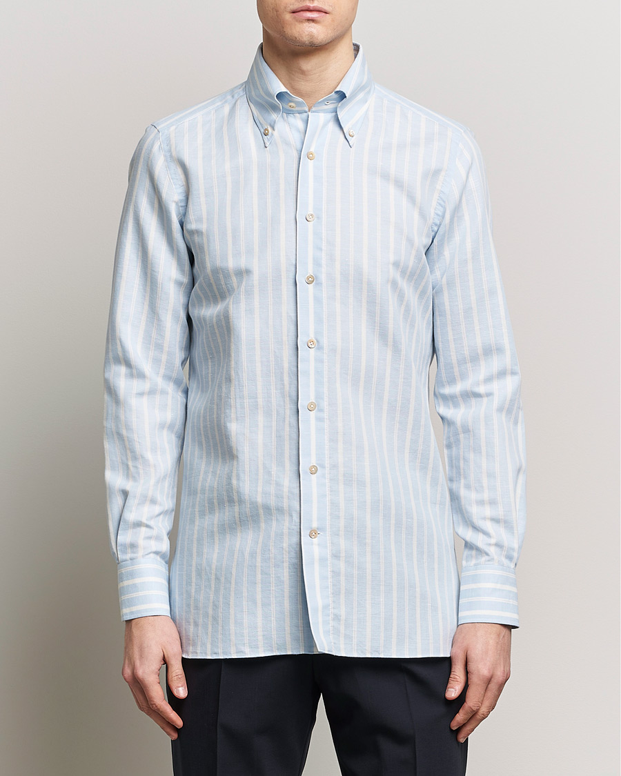 Hombres |  | 100Hands | Cotton Striped Shirt Light Blue