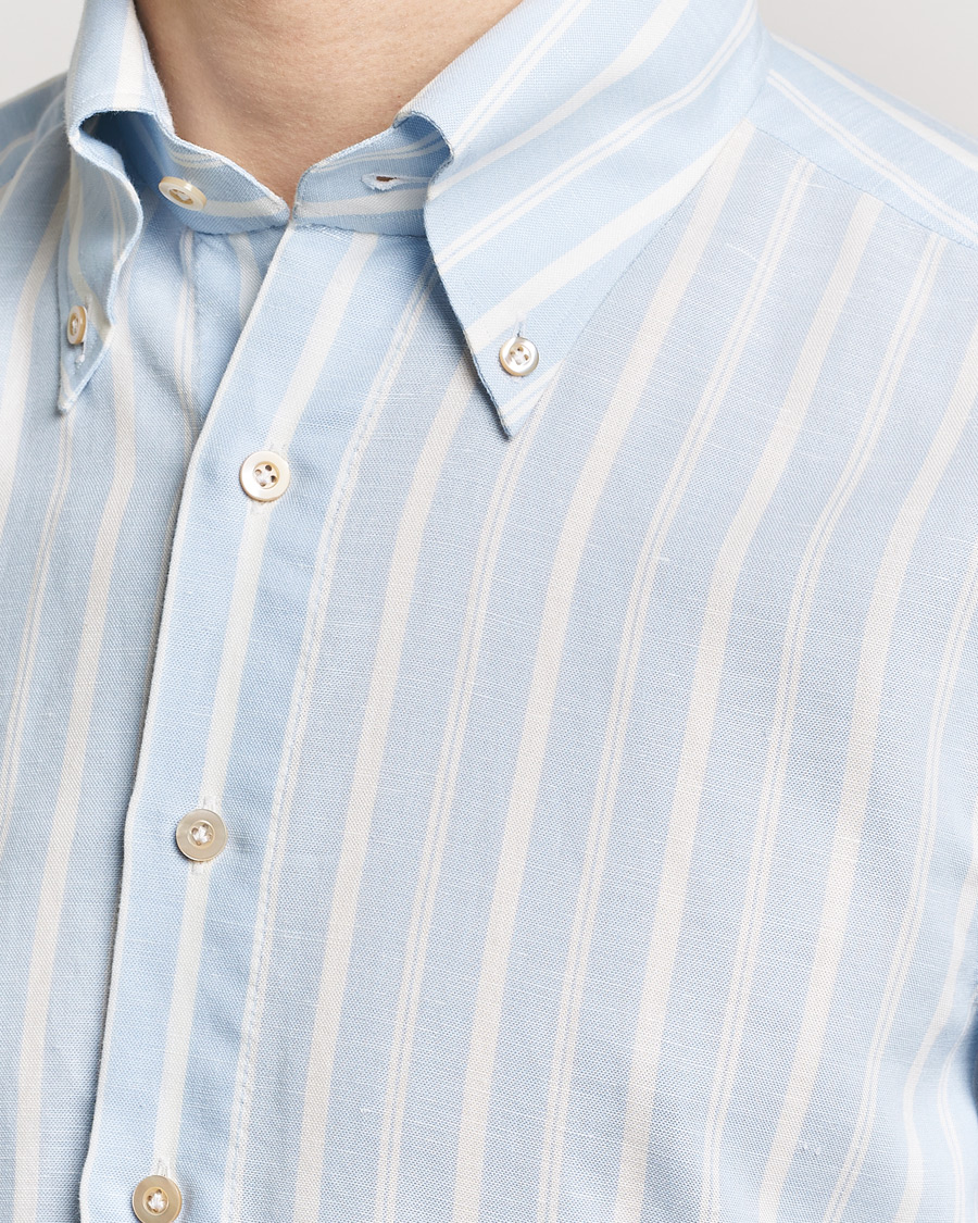 Hombres | Camisas | 100Hands | Cotton Striped Shirt Light Blue