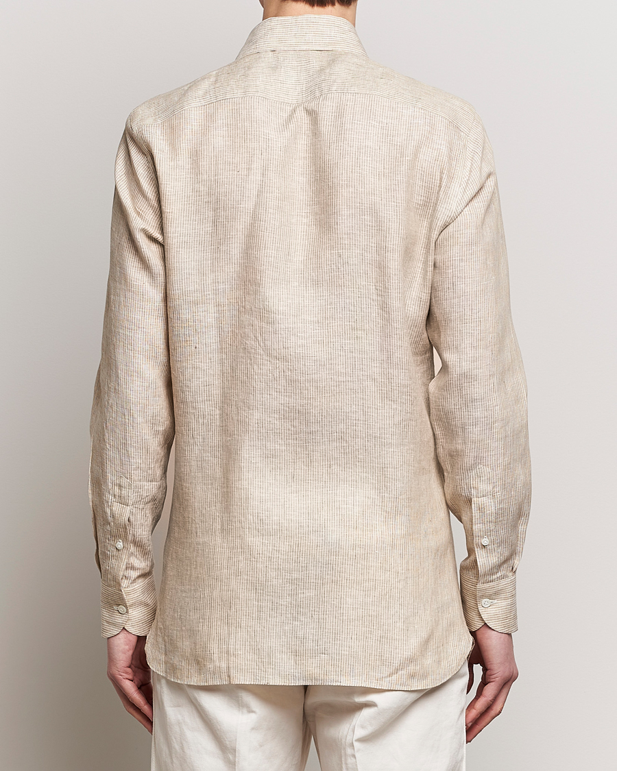 Hombres | Camisas | 100Hands | Striped Linen Shirt Brown