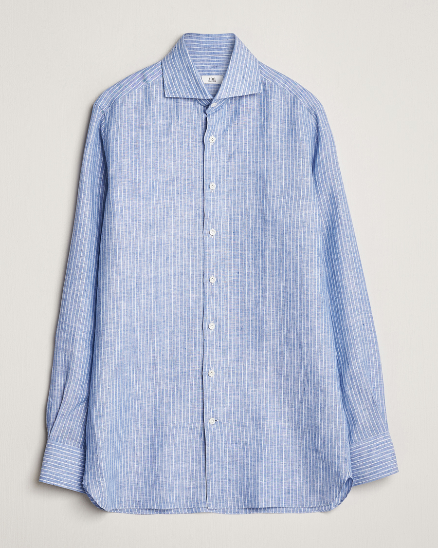 Hombres | Camisas | 100Hands | Striped Linen Shirt Navy