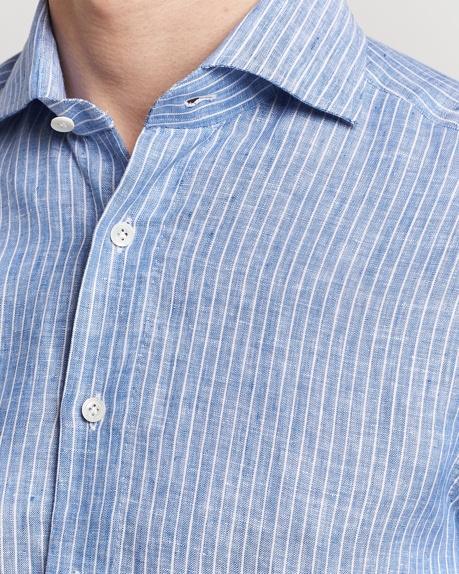 Hombres | Camisas | 100Hands | Striped Linen Shirt Navy