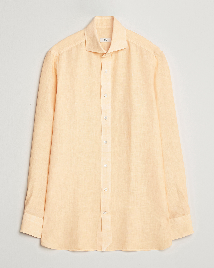 Hombres | Camisas | 100Hands | Natural Stone Washed Linen Shirt Peach