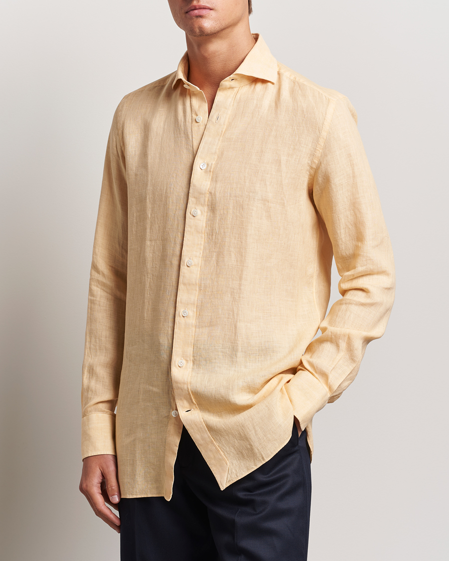 Hombres | Camisas | 100Hands | Natural Stone Washed Linen Shirt Peach