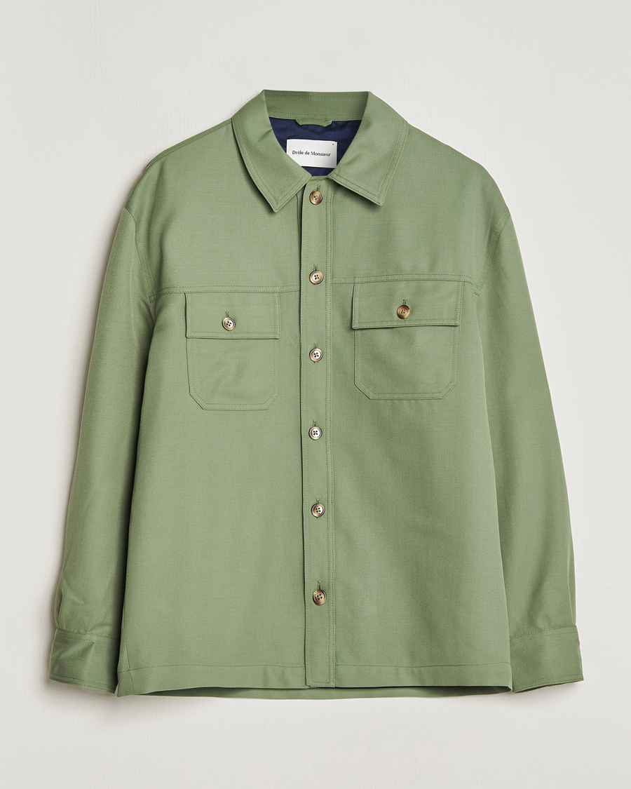 Hombres | Camisas | Drôle de Monsieur | Wool Overshirt Khaki