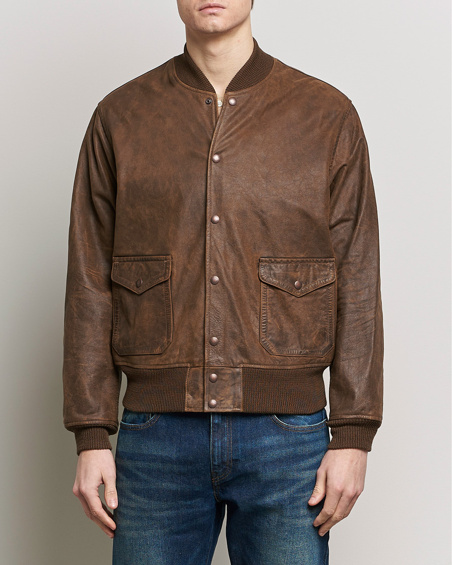 Hombres | American Heritage | RRL | Wright Leather Jacket Brown