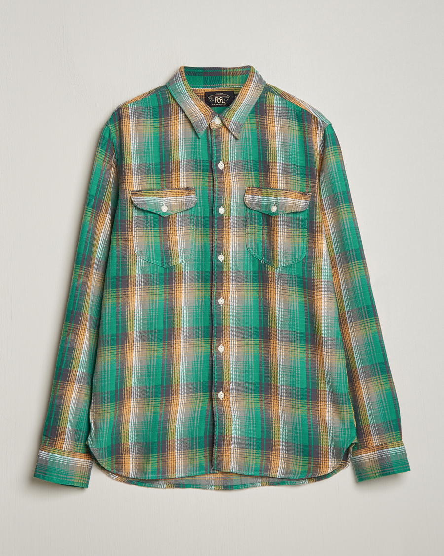 Hombres | Camisas | RRL | Preston Double Pocket Shirt Green/Yellow