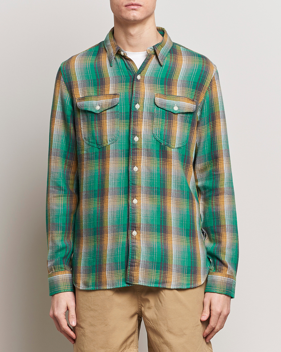 Hombres | Camisas | RRL | Preston Double Pocket Shirt Green/Yellow