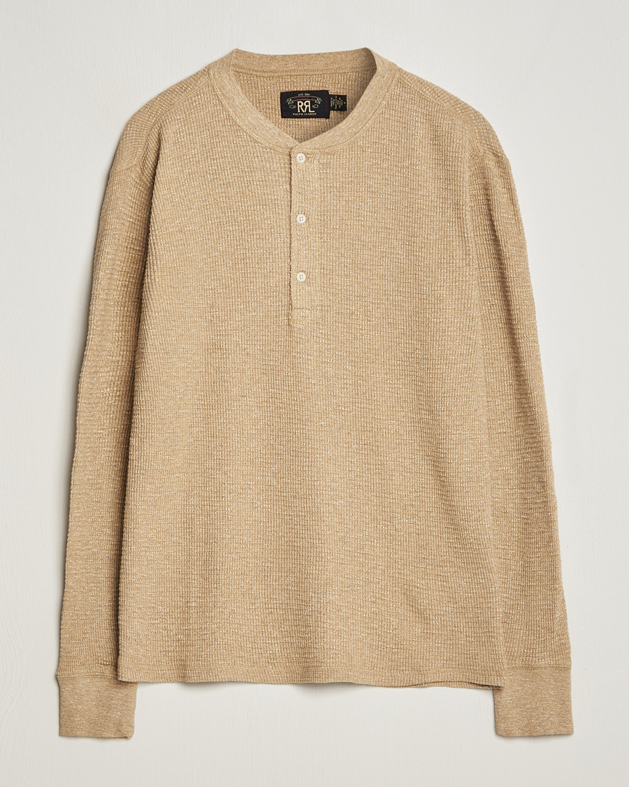 Hombres | Jerséis y prendas de punto | RRL | Long Sleeve Henley Tan Heather