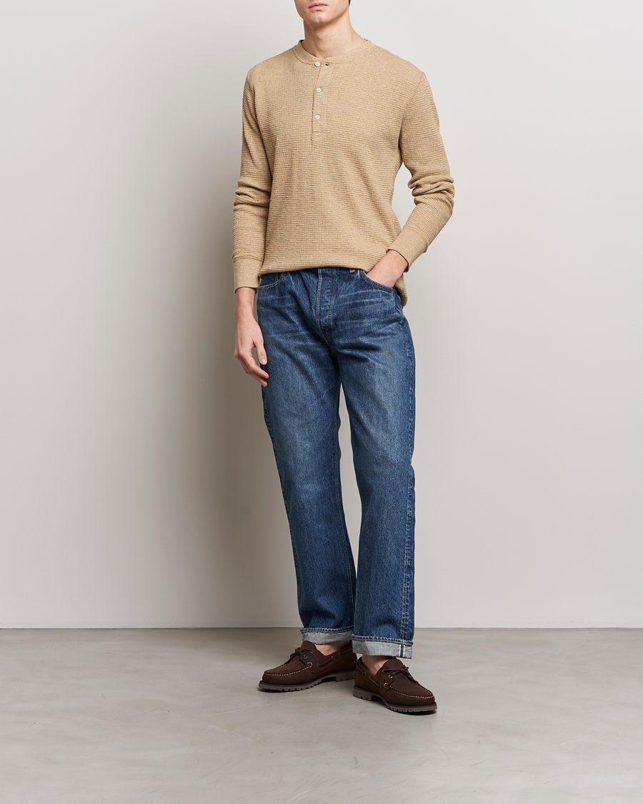 Hombres | Jerséis y prendas de punto | RRL | Long Sleeve Henley Tan Heather
