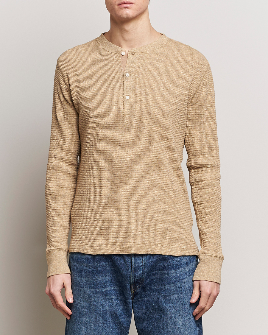 Hombres | Ropa | RRL | Long Sleeve Henley Tan Heather