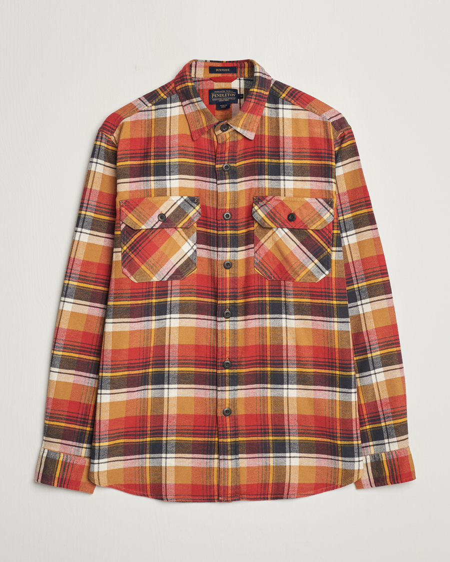 Hombres | Camisas | Pendleton | Burnside Flannel Shirt Tan/Red Plaid