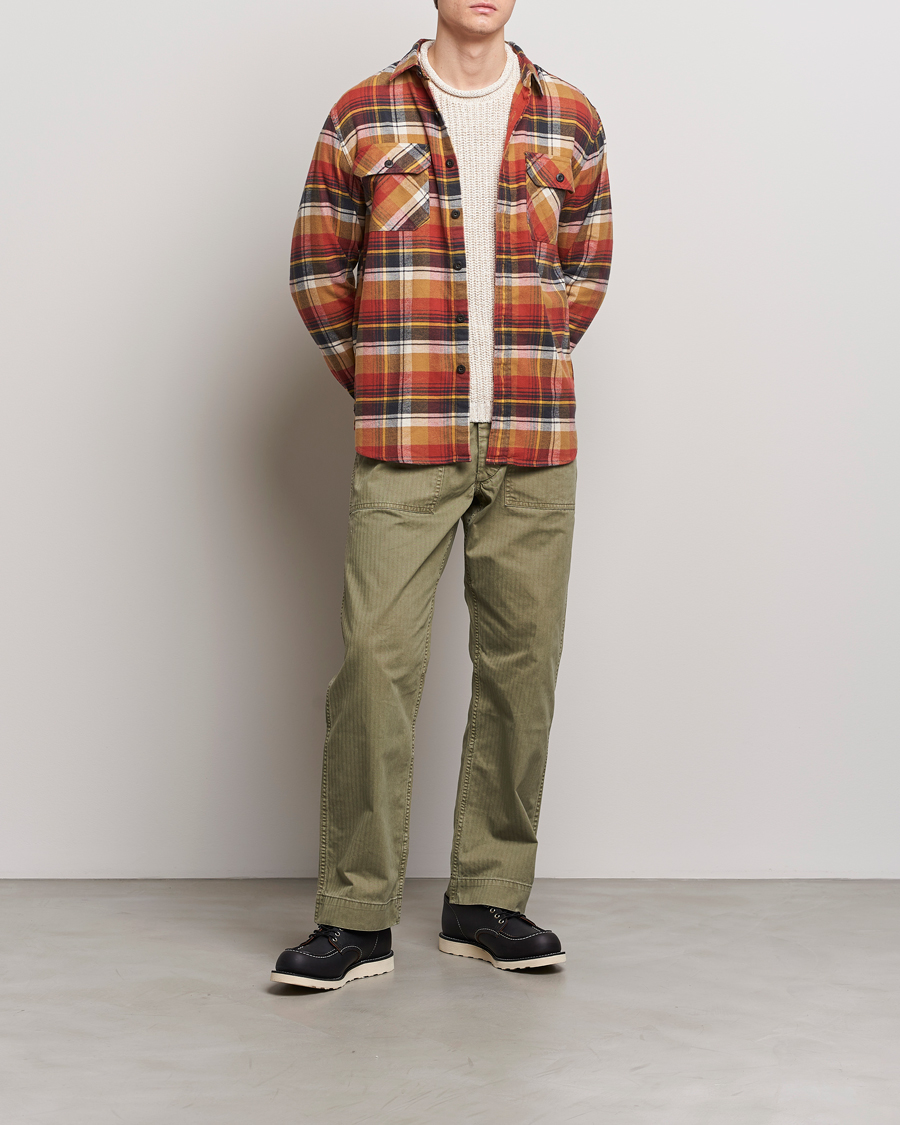 Hombres | Camisas | Pendleton | Burnside Flannel Shirt Tan/Red Plaid