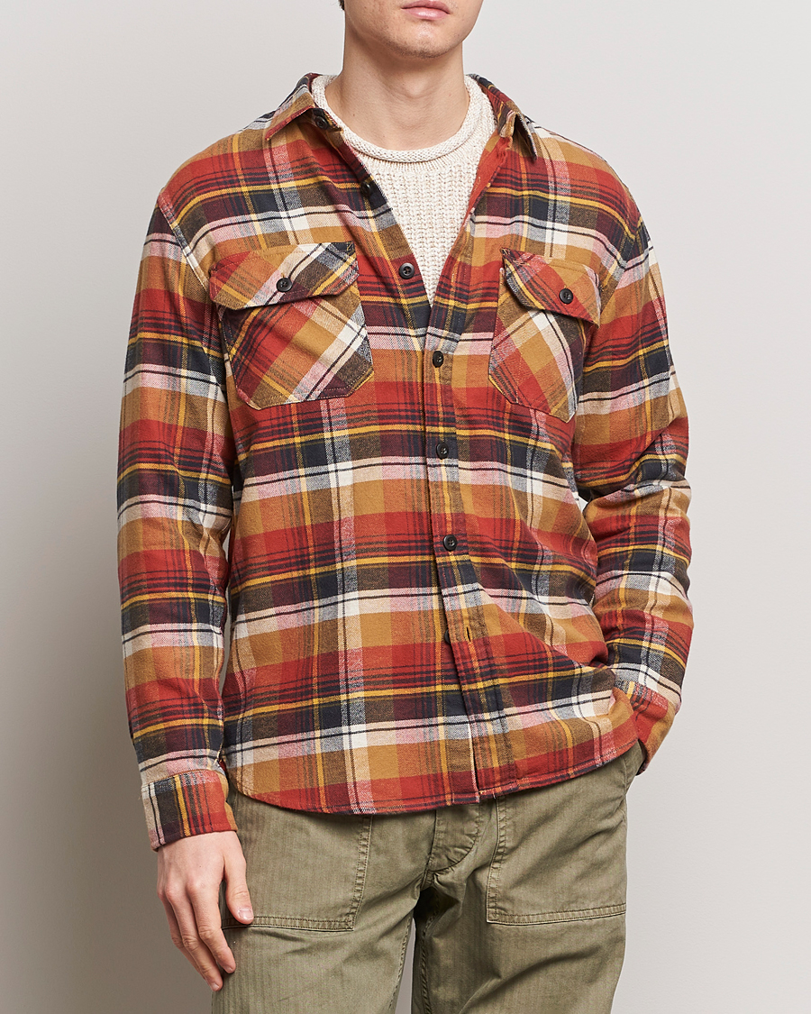 Hombres | Camisas | Pendleton | Burnside Flannel Shirt Tan/Red Plaid