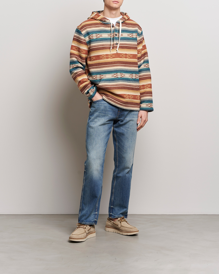 Hombres | Jerséis y prendas de punto | Pendleton | Driftwood Hoody Azure/Brown Stripe