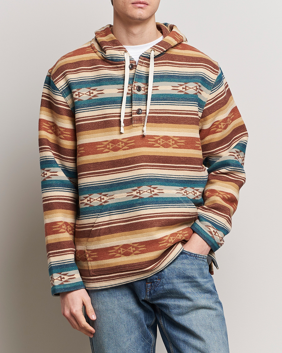 Hombres | Jerséis y prendas de punto | Pendleton | Driftwood Hoody Azure/Brown Stripe
