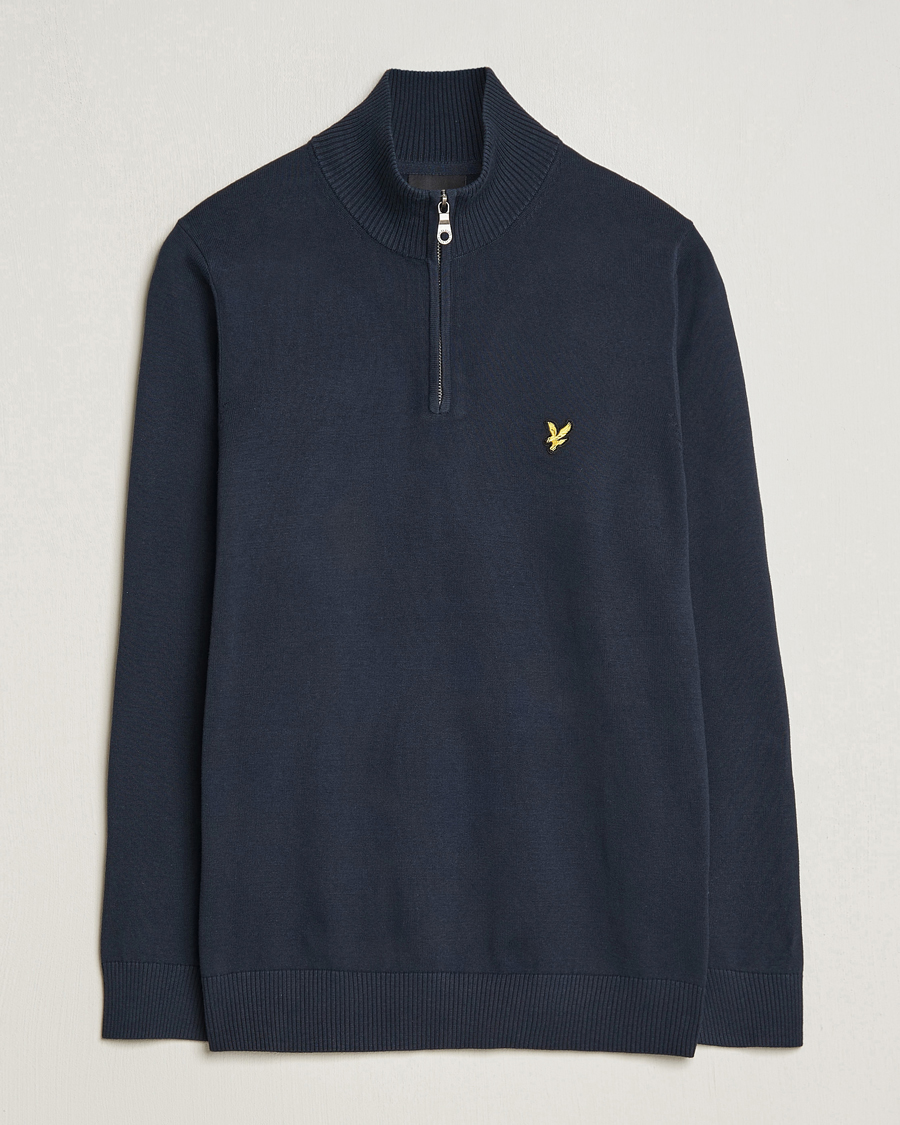 Hombres | Jerséis y prendas de punto | Lyle & Scott | Cotton Knitted Half Zip Dark Navy