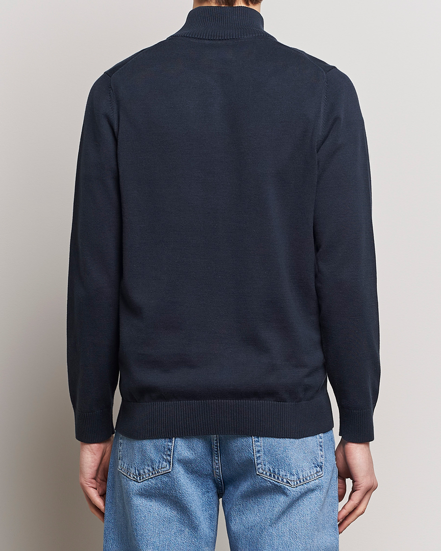 Hombres | Jerséis y prendas de punto | Lyle & Scott | Cotton Knitted Half Zip Dark Navy