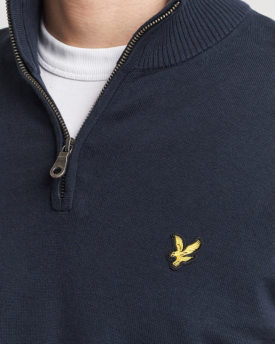 Hombres | Jerséis y prendas de punto | Lyle & Scott | Cotton Knitted Half Zip Dark Navy