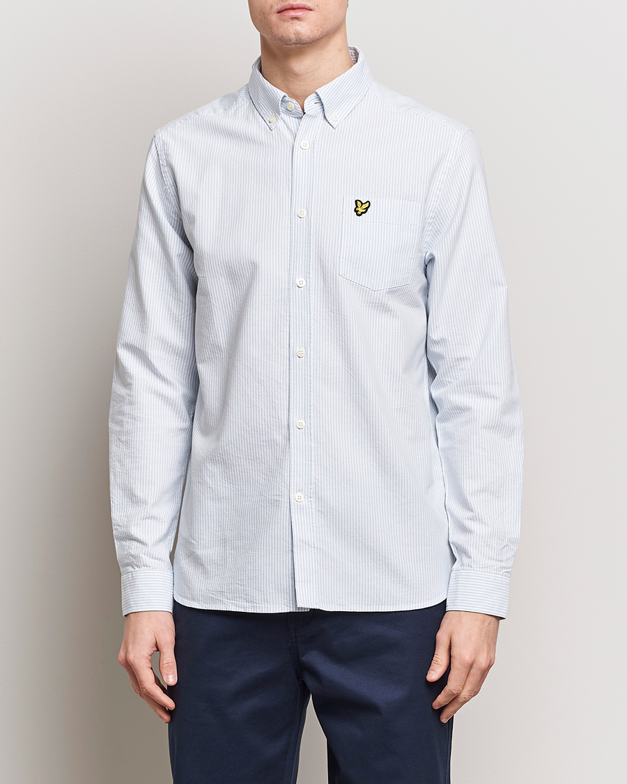 Hombres | Casual | Lyle & Scott | Lightweight Oxford Striped Shirt Blue/White