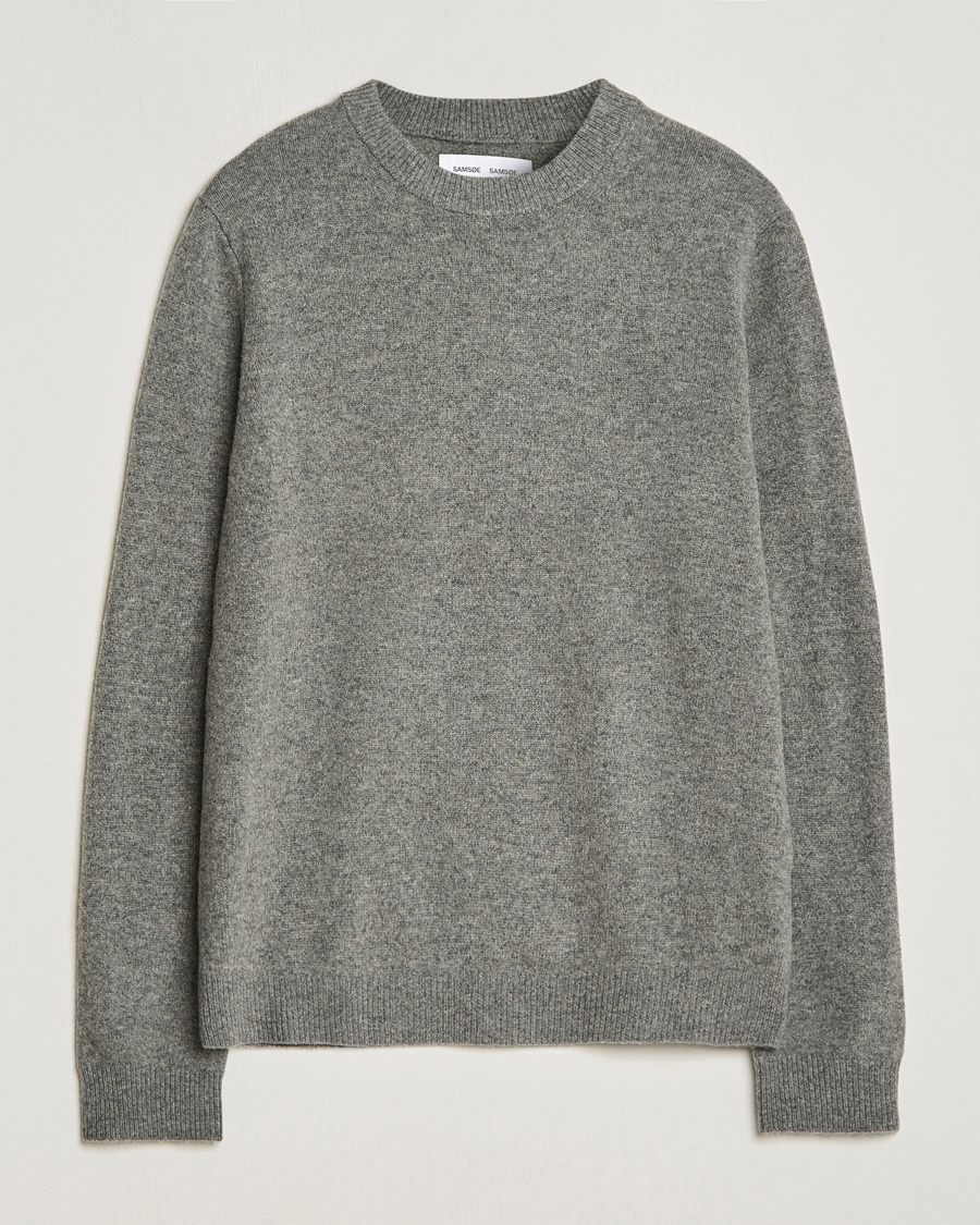 Hombres | Jerséis y prendas de punto | Samsøe Samsøe | Isak Crew Neck Dark Grey