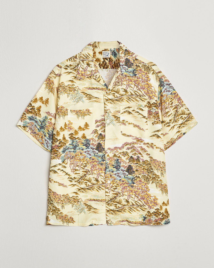 Hombres | Camisas | orSlow | Printed Rayon Camp Shirt Yellow