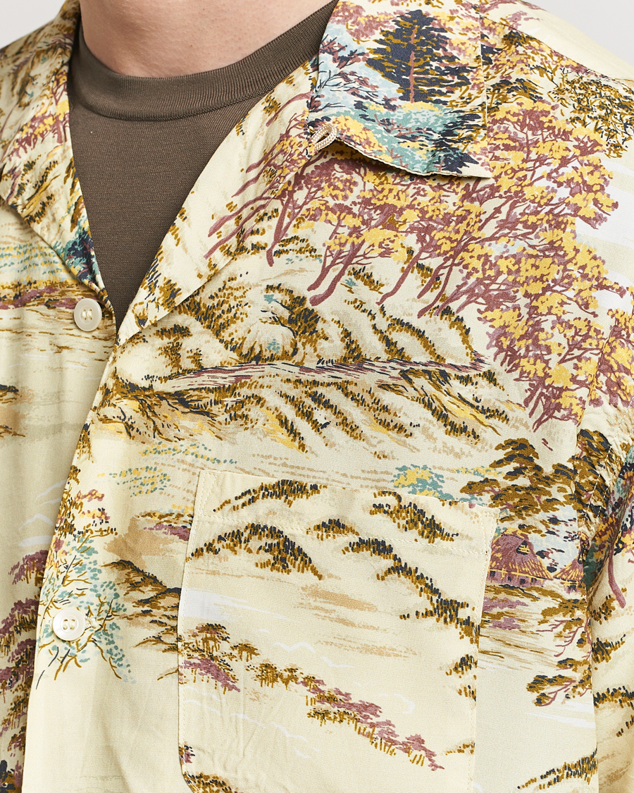 Hombres | Camisas | orSlow | Printed Rayon Camp Shirt Yellow