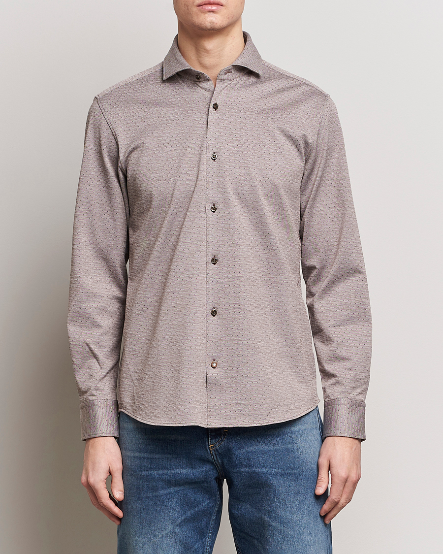 Hombres | Casual | BOSS BLACK | Hal Cotton Jersey Shirt Open Brown