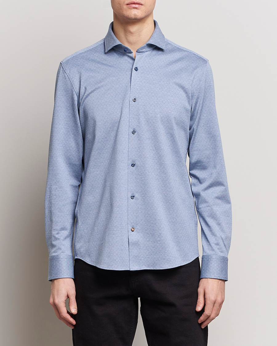 Hombres |  | BOSS BLACK | Hal Cotton Jersey Shirt Open Blue