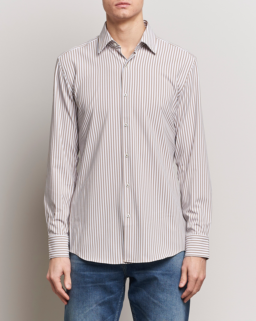 Hombres | Camisas casuales | BOSS BLACK | Hank 4-Way Stretch Striped Shirt Medium Beige