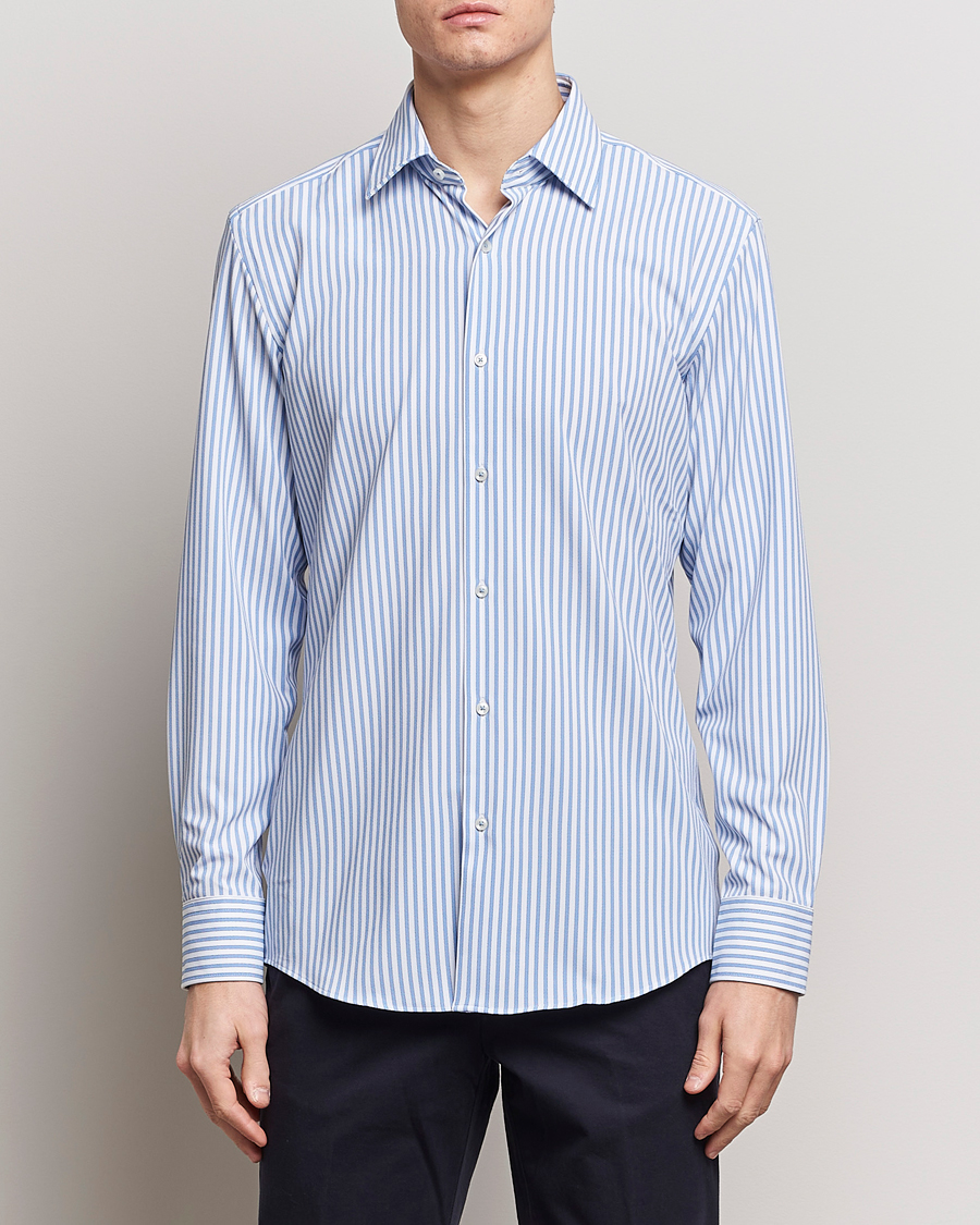Hombres | Camisas | BOSS BLACK | Hank 4-Way Stretch Striped Shirt Light Blue