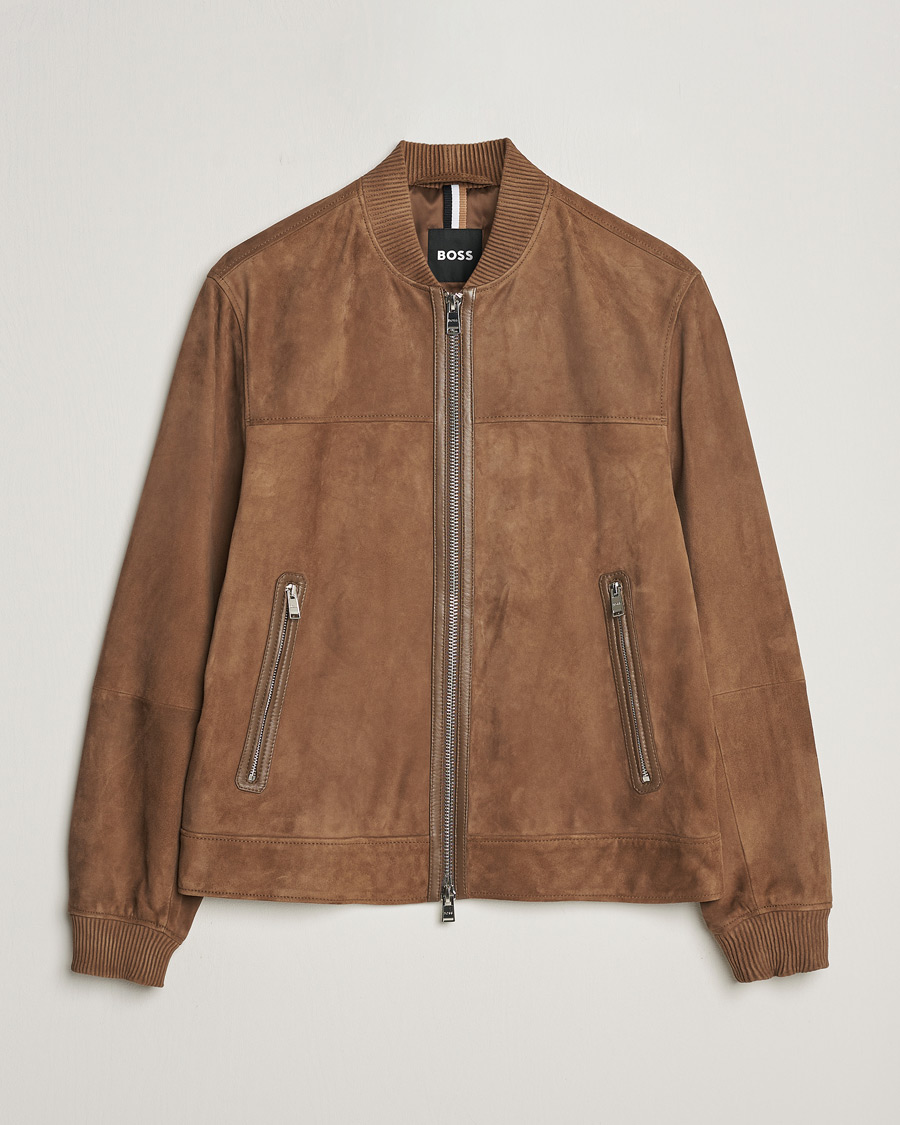 Hombres | Abrigos y chaquetas | BOSS BLACK | Malbano Leather Jacket Open Brown