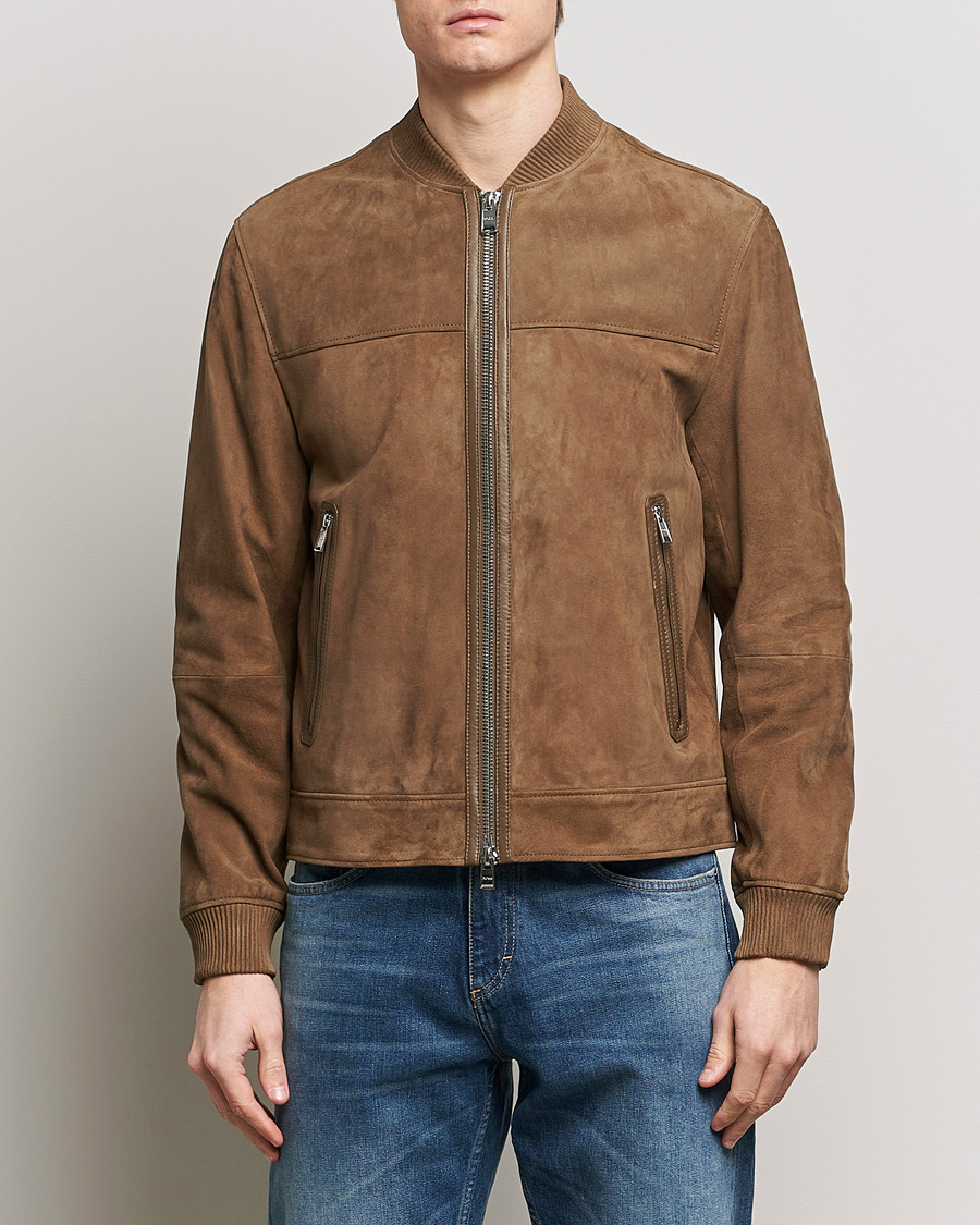 Hombres | Abrigos y chaquetas | BOSS BLACK | Malbano Leather Jacket Open Brown