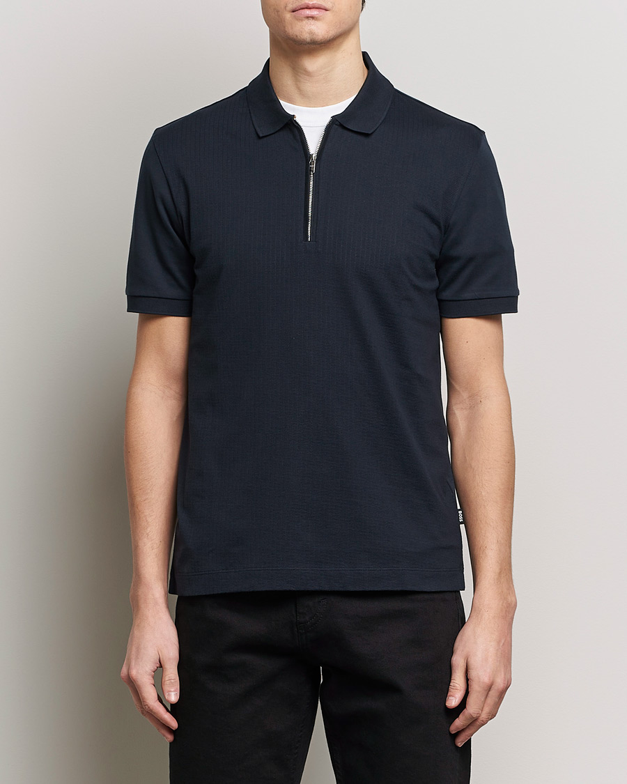 Hombres | Polos | BOSS BLACK | Polston Half-Zip Piké Dark Blue
